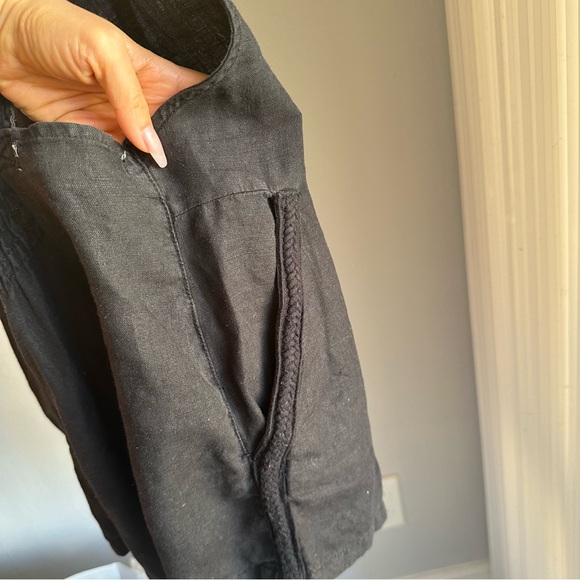 ZARA Cotton Linen Cross Back Romper / Overalls with Pockets in Black - Picture 6 of 11